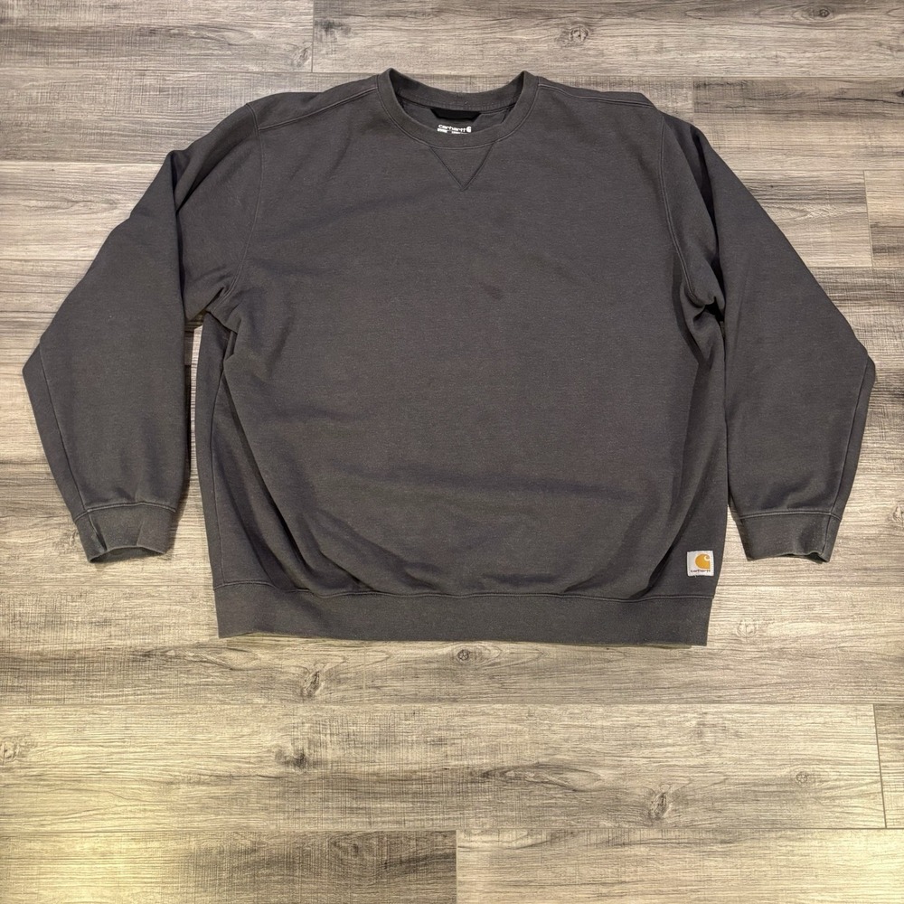 Carhartt Men's 2XL Loose Fit Crewneck Pullover Mid Weight Gray Long Sleeve